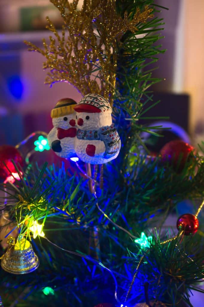 Wyzwanie fotograficzne perspektywa - Bałwany - ozdoba choinkowa.