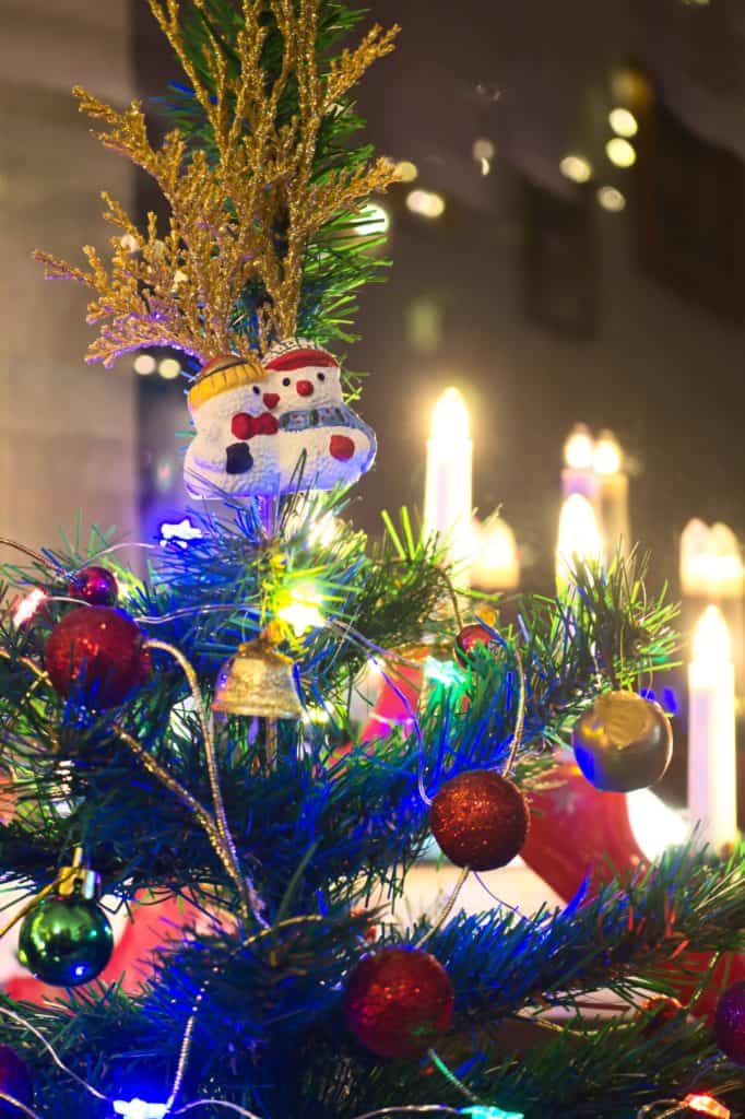 Wyzwanie fotograficzne perspektywa - Bałwany - ozdoba choinkowa, bokeh