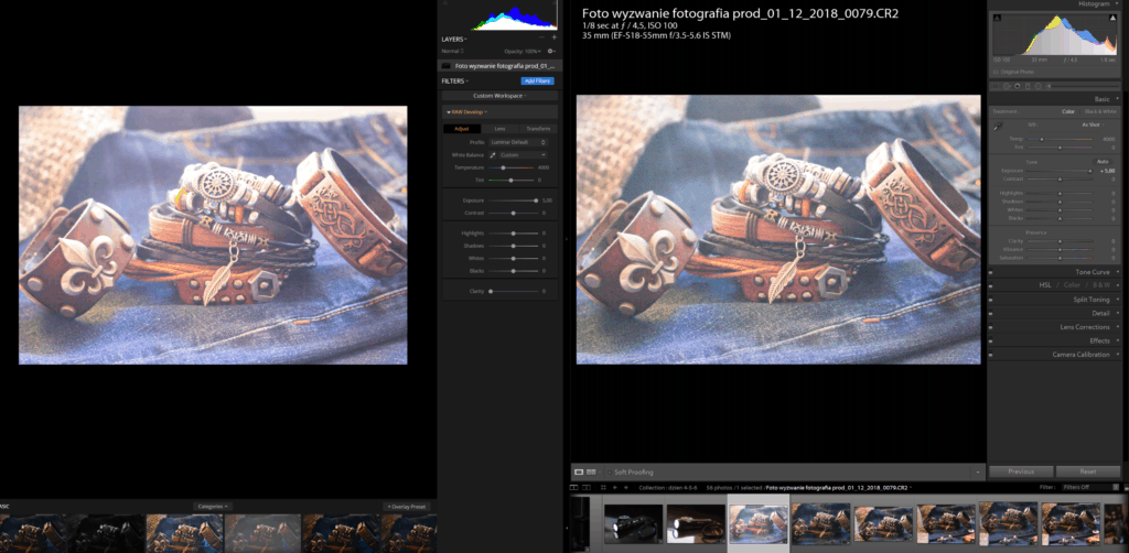 luminar vs lightroom przykład +5 stopni ev ekspozycji plik RAW Canon 1200D CR2