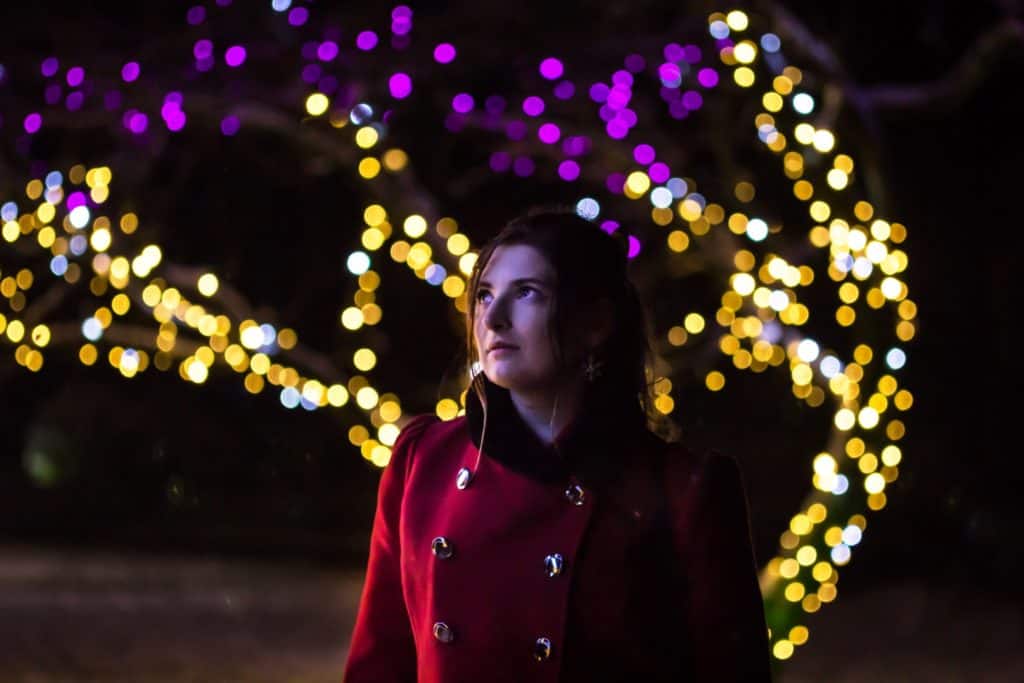 Zdjęcie kompozytowe - światła, bokeh i śnieg