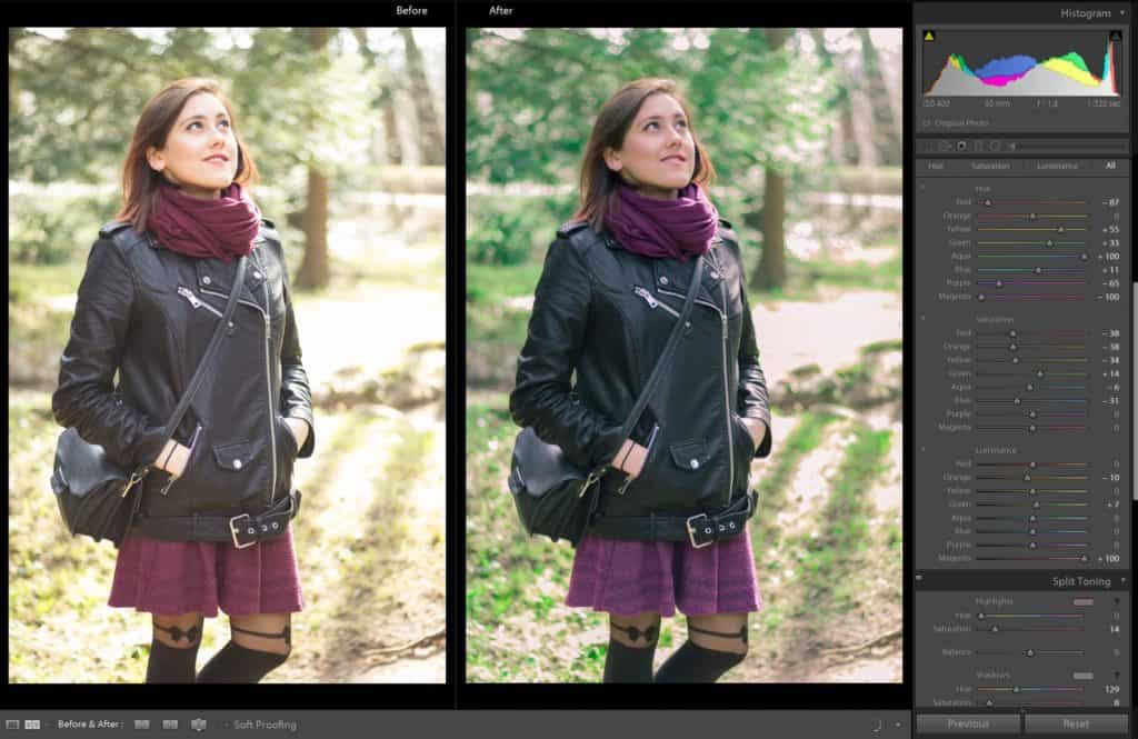 Preset lightroom - zieleń- portret - park