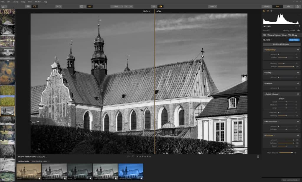 Jak wyostrzyć zdjęcie Luminar -filtr struktura miekkość