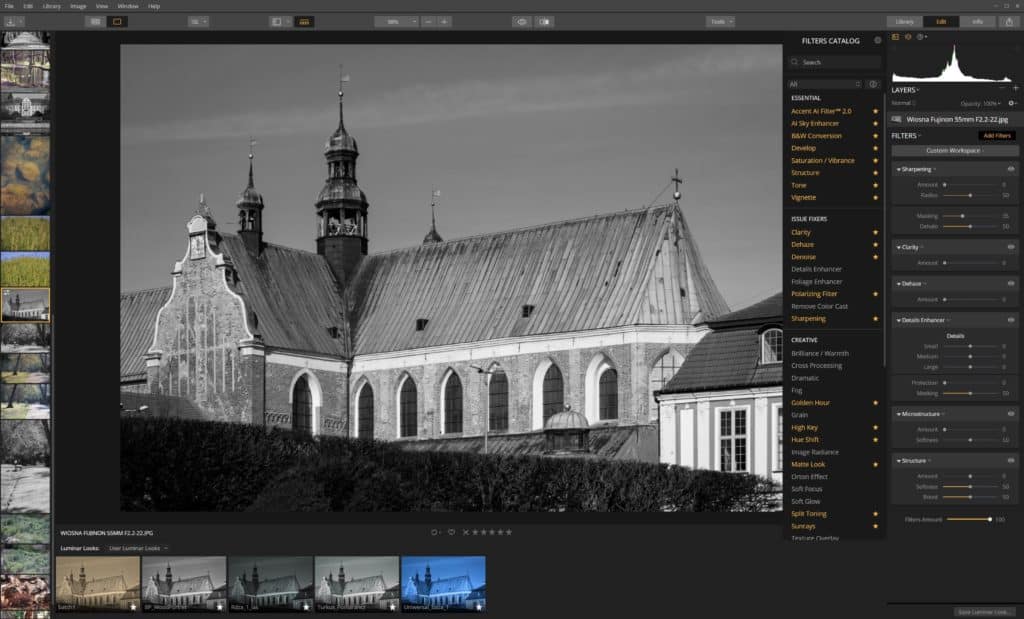 Jak wyostrzyć zdjęcie - Luminar - przykład wszystkich narzędzi i filtrów