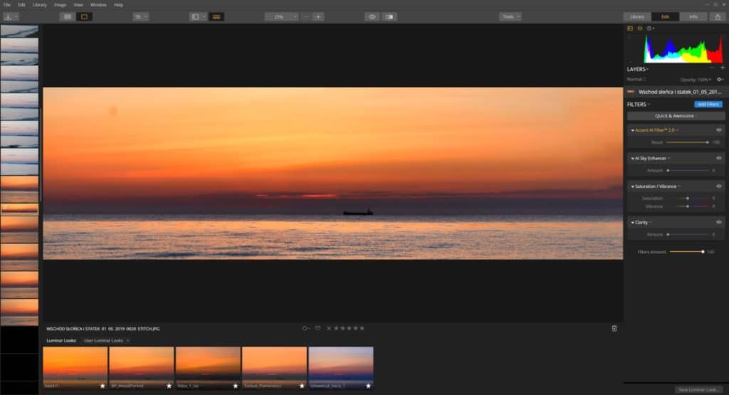 Luminar accent ai 2.0 przykad PO - wartość 100
