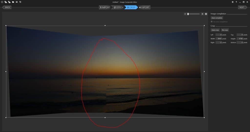 Panorama błąd sklejania