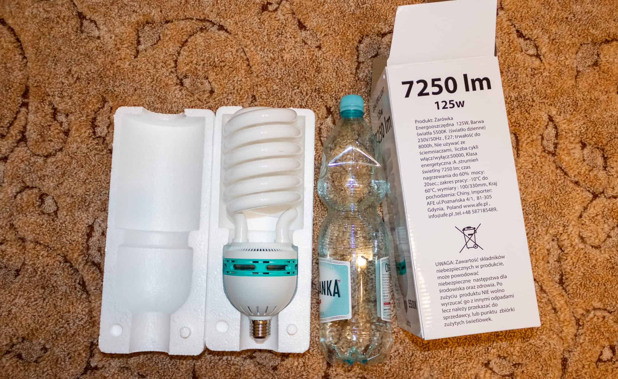 Świetlówka fotograficzna o barwie 5500K 125 wat - porównanie wielkości-3