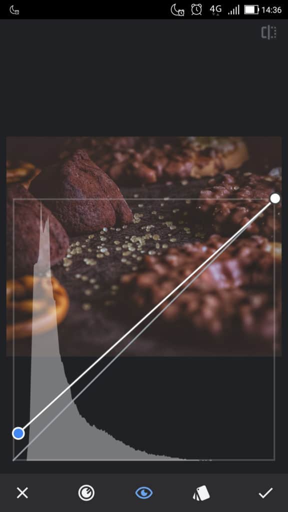 wykorzystanie krzywej do uzyskania matowego efektu na zdjęciu - podniesienie cieni