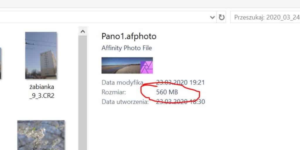 Duże pliki z panoramą - affinity przechowuje wszystko !