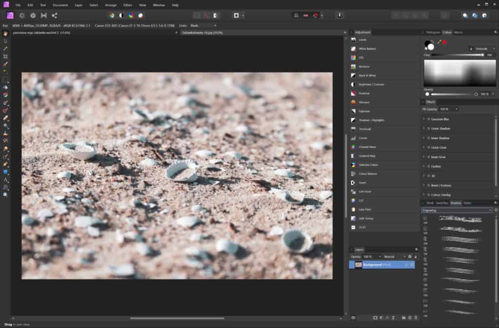 Photo person - główny ekran edycji Affinity Photo