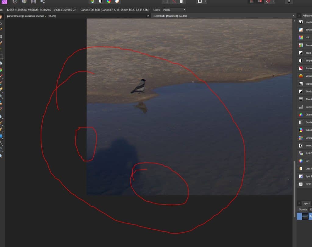 Auto uzupełnione braki w panoramie