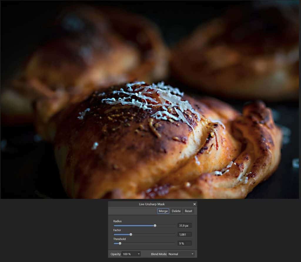 Unsharp mask - przykładowe wyostrzanie - Affinity Photo