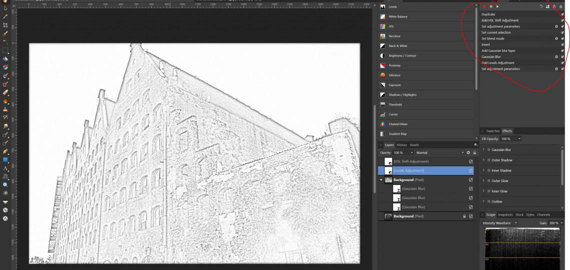 Affinity photo makro szkic ołówkiem - efekt finalny